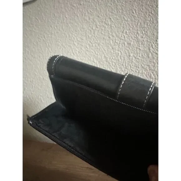 Vintage Coach Black Leather Single Stitch Silver Buckle Tri-Fold Wallet - Picture 3 of 14